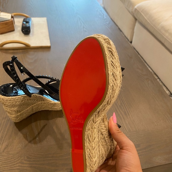 Christian Louboutin Mafaldina Spike Red Sole Wedge Espadrilles - Picture 5 of 8